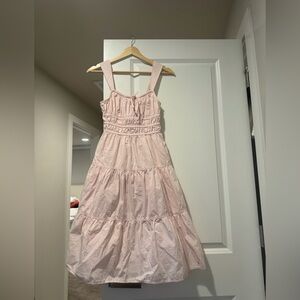 Aritzia pink poplin midi dress